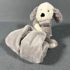 Jellycat Smudge Puppy Dog Lovey Soother Gray White London Security Blanket Plush
